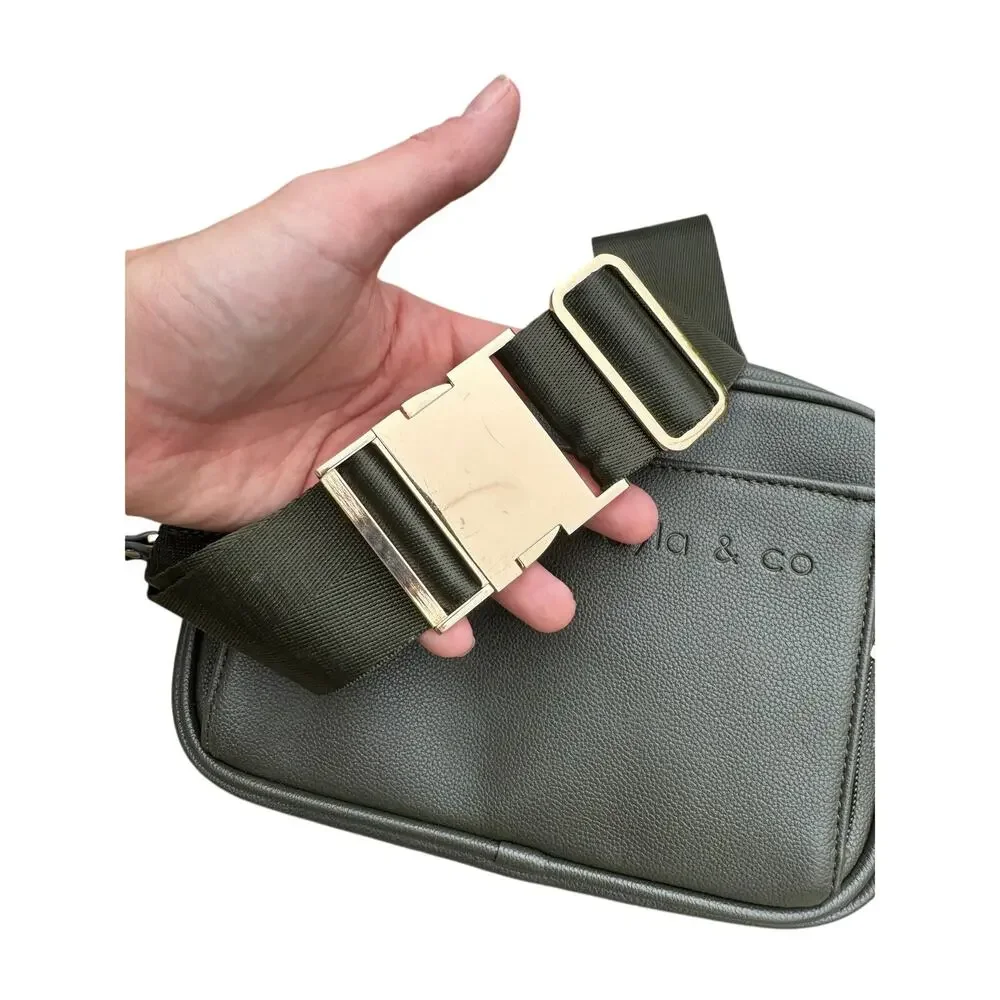 AYLA & CO Ayla Fanny Pack Purse Vegan Leather Olive Green